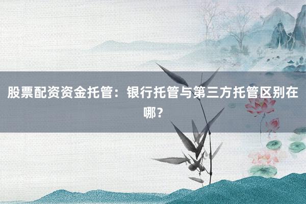 股票配资资金托管：银行托管与第三方托管区别在哪？