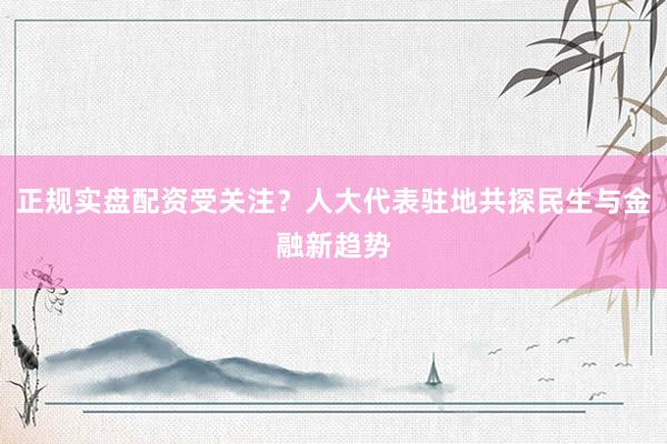 正规实盘配资受关注？人大代表驻地共探民生与金融新趋势