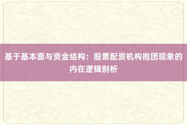 基于基本面与资金结构：股票配资机构抱团现象的内在逻辑剖析