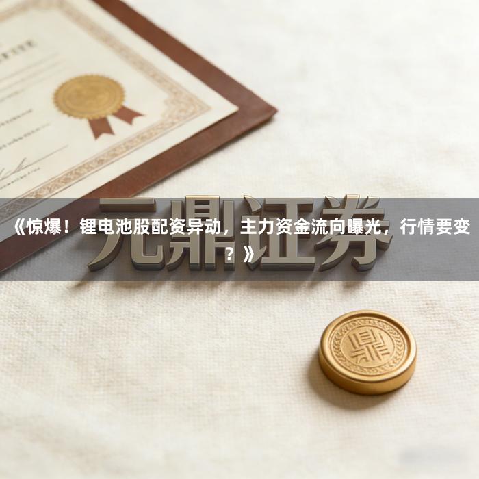 《惊爆！锂电池股配资异动，主力资金流向曝光，行情要变？》