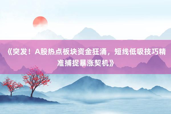 《突发!A股热点板块资金狂涌,短线低吸技巧精准捕捉暴涨契机》