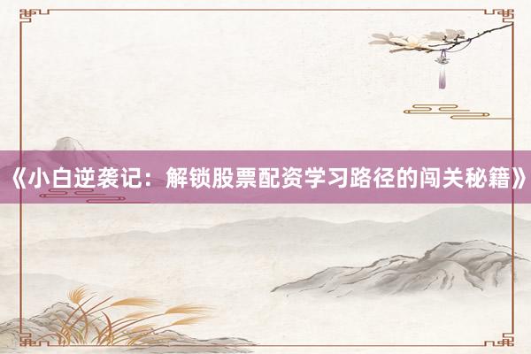 《小白逆袭记：解锁股票配资学习路径的闯关秘籍》