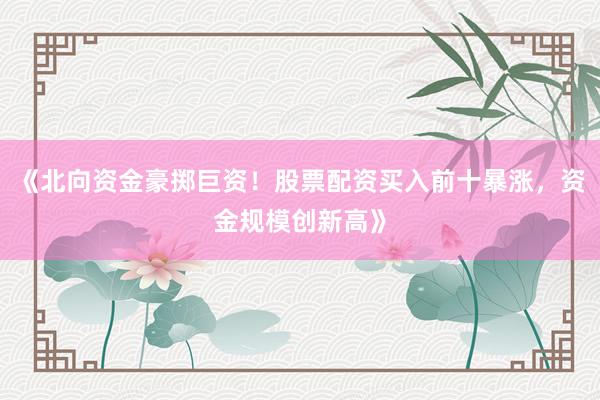 《北向资金豪掷巨资！股票配资买入前十暴涨，资金规模创新高》