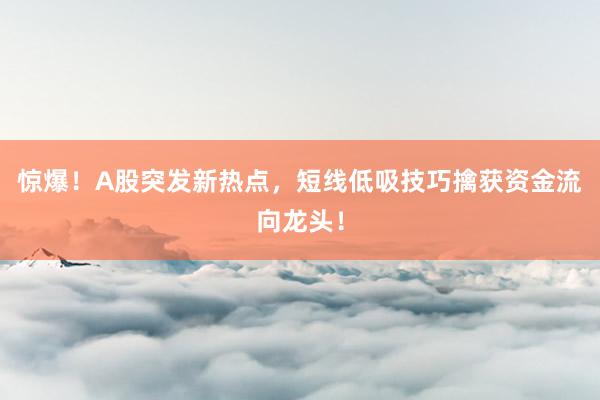 惊爆！A股突发新热点，短线低吸技巧擒获资金流向龙头！