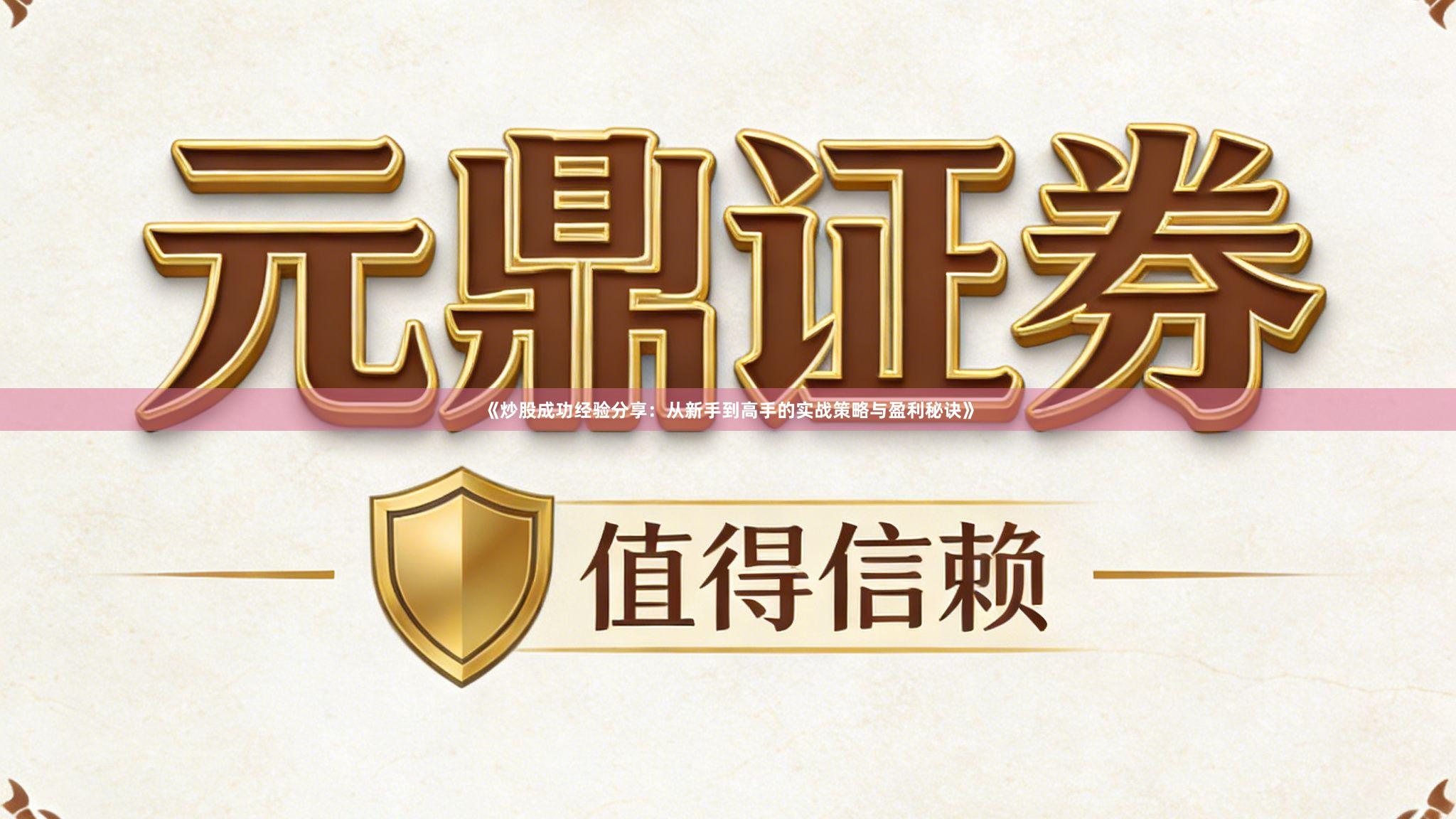 《炒股成功经验分享：从新手到高手的实战策略与盈利秘诀》