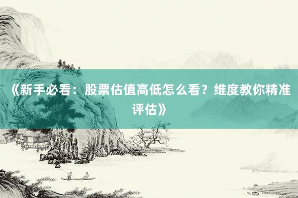 《新手必看：股票估值高低怎么看？维度教你精准评估》