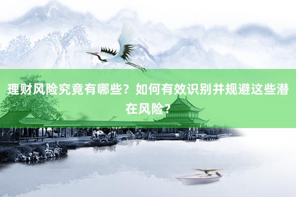 理财风险究竟有哪些？如何有效识别并规避这些潜在风险？